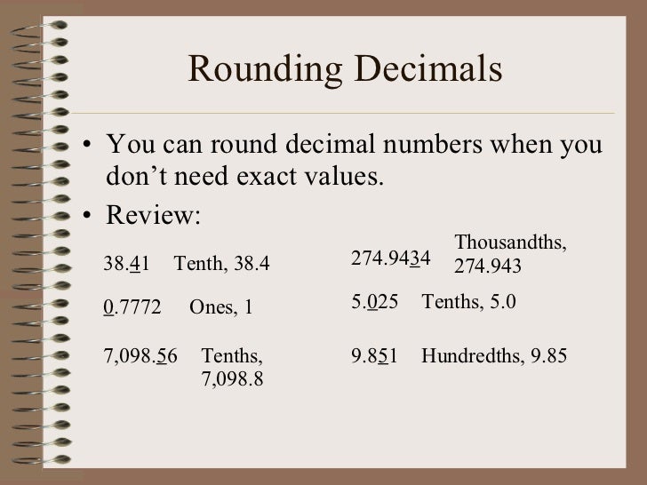 Front end rounding decimals