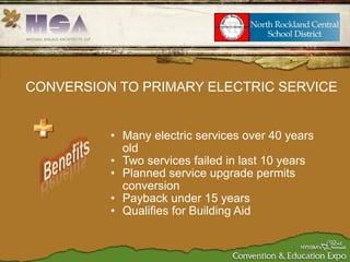 <ul><ul><li>Many electric services over 40 years old </li></ul></ul><ul><ul><li>Two services failed in last 10 years </li>...