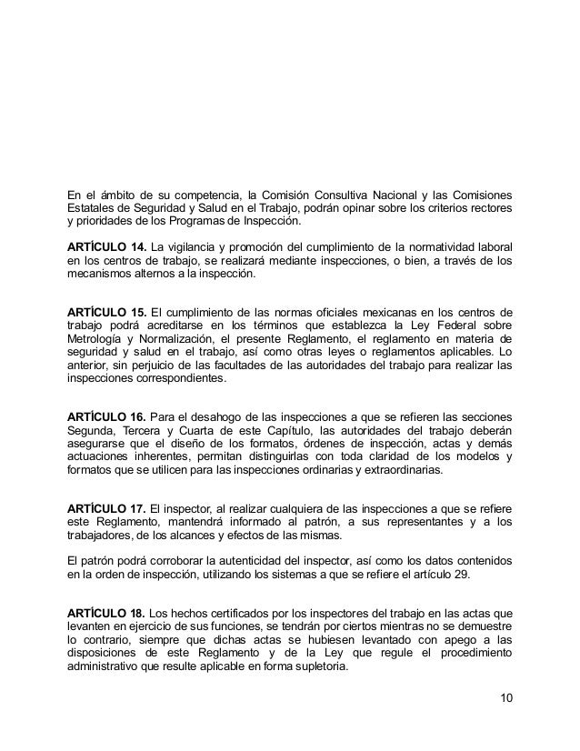 REGLAMENTO GENERAL DE INSPECCIÓN DEL TRABAJO Y APLICACIÓN 