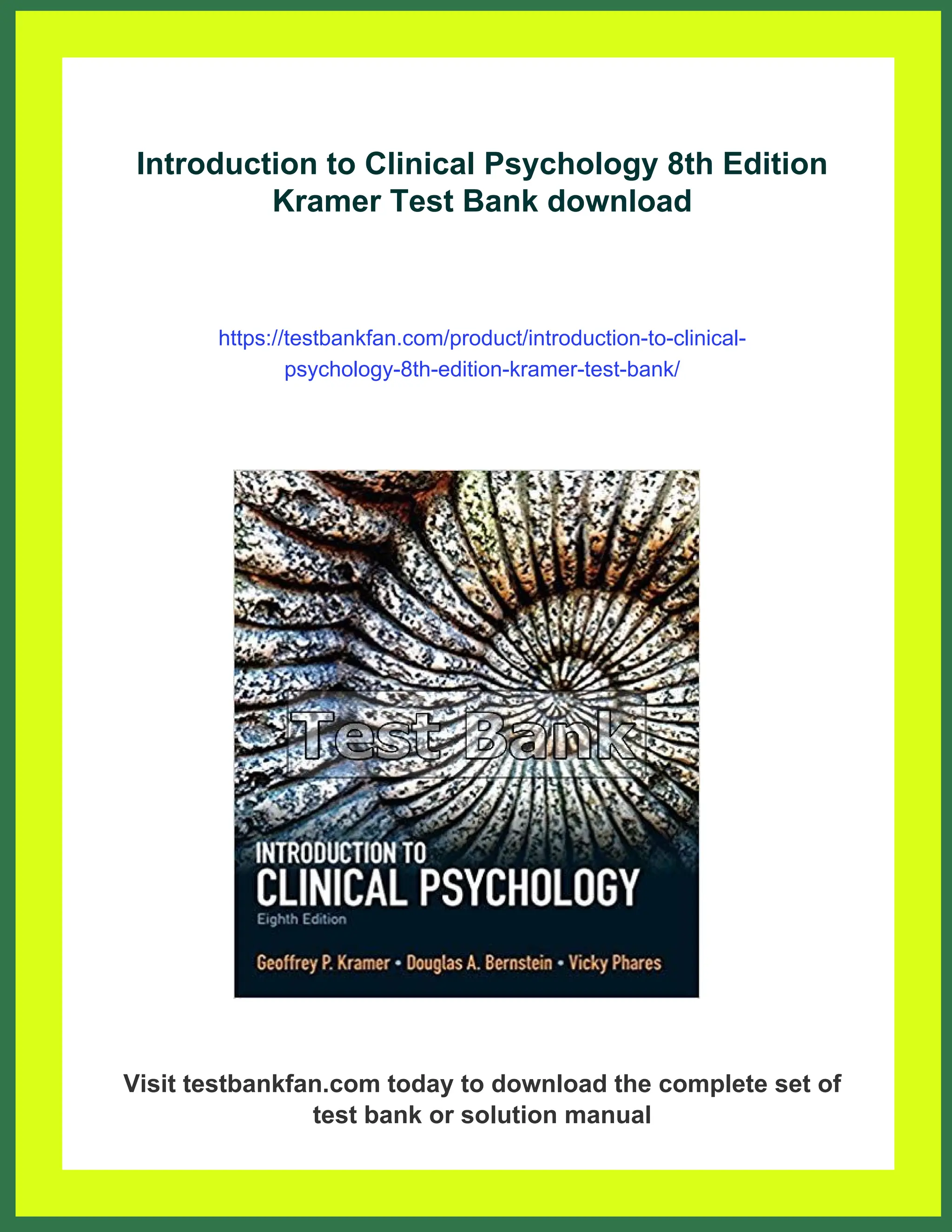 Introduction to clinical psychology 8th edition kramer test bank pdf