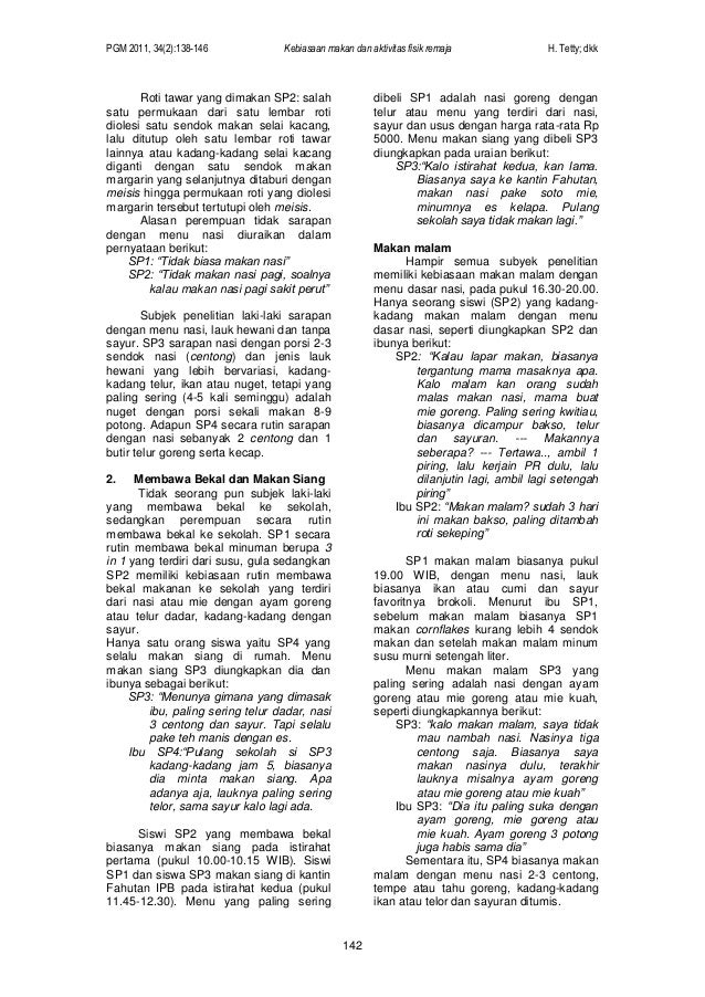 Kebiasaan Makan Dan Aktivitas Fisik Remaja Obes Studi Kasus Pada Mur