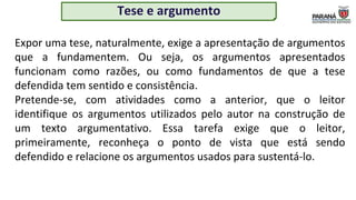 Artigo de opinião: relação entre a tese e os argumentos | PPTX
