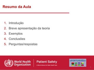 Resumo da Aula



1. Introdução
2. Breve apresentação da teoria
3. Exemplos
4. Conclusões
5. Perguntas/respostas




                                  3
 