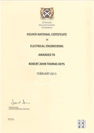 HNC certificate (2013)