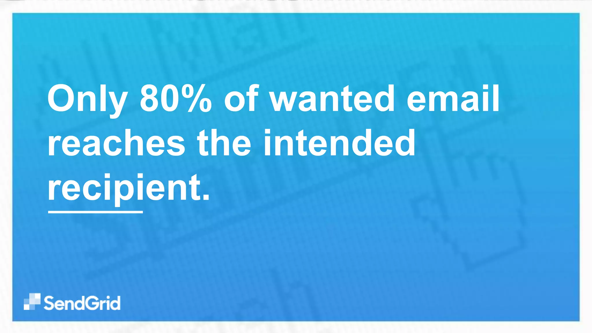 Only 80% of wanted email
reaches the intended
recipient.
 