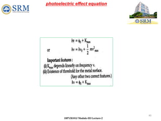 40
18PYB101J Module-III Lecture-2
photoelectric effect equation
 