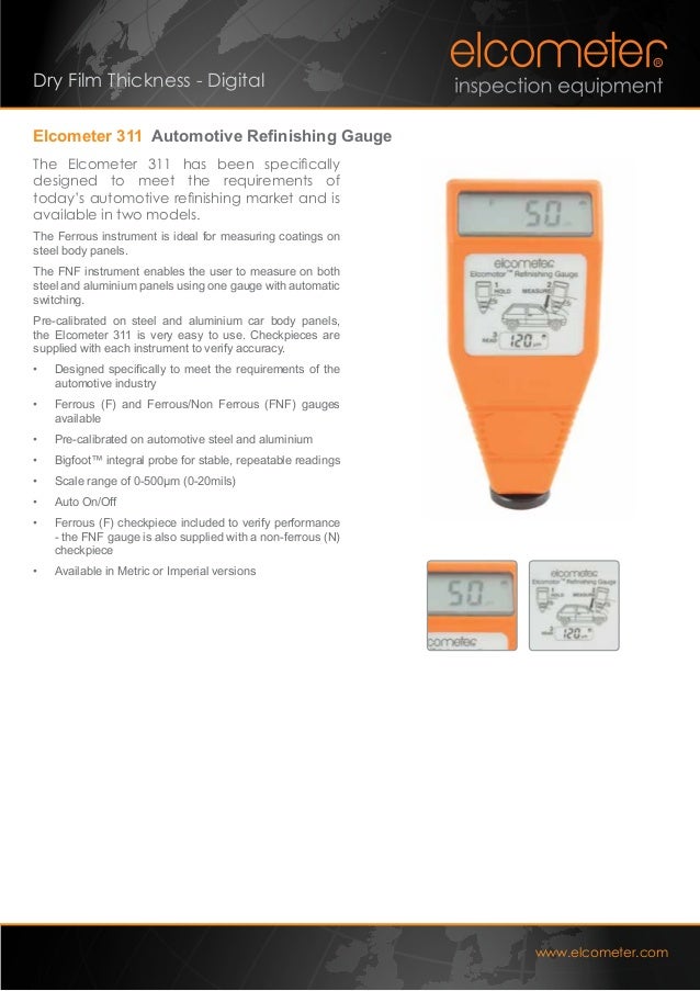 311 Automotive Refinishing Gauge Technical Datasheets