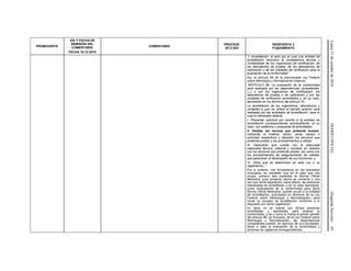 Lunes31deoctubrede2016DIARIOOFICIAL(SegundaSección)85
PROMOVENTE
VÍA Y FECHA DE
REMISIÓN DEL
COMENTARIO
FECHA 18-12-2015
COMENTARIO
PROCEDE
(SÍ O NO)
RESPUESTA Y
FUNDAMENTO
“I. Acreditación: el acto por el cual una entidad de
acreditación reconoce la competencia técnica y
confiabilidad de los organismos de certificación, de
los laboratorios de prueba, de los laboratorios de
calibración y de las unidades de verificación para la
evaluación de la conformidad”.
Así, el artículo 68 de la mencionada Ley Federal
sobre Metrología y Normalización dispone:
“ARTÍCULO 68. La evaluación de la conformidad
será realizada por las dependencias competentes,
(...) o por los organismos de certificación, los
laboratorios de prueba o de calibración y por las
unidades de verificación acreditados y, en su caso,
aprobados en los términos del artículo 70.
La acreditación de los organismos, laboratorios y
unidades a que se refiere el párrafo anterior será
realizada por las entidades de acreditación, para lo
cual el interesado deberá:
I. Presentar solicitud por escrito a la entidad de
acreditación correspondiente, acompañando, en su
caso, sus estatutos y propuesta de actividades;
II. Señalar las normas que pretende evaluar,
indicando la materia, sector, rama, campo o
actividad respectivos y describir los servicios que
pretende prestar y los procedimientos a utilizar;
III. Demostrar que cuenta con la adecuada
capacidad técnica, material y humana, en relación
con los servicios que pretende prestar, así como con
los procedimientos de aseguramiento de calidad,
que garanticen el desempeño de sus funciones; y
IV. Otros que se determinen en esta Ley o su
reglamento...”
Por lo anterior, con fundamento en los preceptos
invocados, es menester que en el caso que nos
ocupa, primero sea expedida la Norma Oficial
Mexicana cuyo proyecto ahora se comenta y una
vez que dicha expedición cobre efecto, las personas
interesadas en acreditarse, y en su caso aprobarse,
como evaluadores de la conformidad para dicha
Norma Oficial Mexicana, podrán acudir a la Entidad
de Acreditación, autorizada en términos de la Ley
Federal sobre Metrología y Normalización, para
iniciar su proceso de acreditación conforme a lo
dispuesto por dicha Legislación.
En tanto no se cuente con dichas personas
acreditadas y aprobadas para evaluar la
conformidad, y tal y como lo indica el primer párrafo
del artículo 68, ya invocado, de la Ley Federal sobre
Metrología y Normalización, las dependencias
competentes podrán, en ejercicio de sus facultades,
llevar a cabo la evaluación de la conformidad y
acciones de vigilancia correspondientes.
 