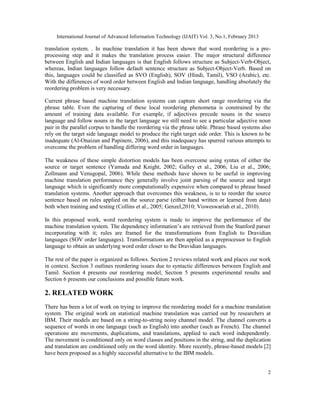 WORD REORDERING APPROACH FOR MACHINE TRANSLATION FROM ENGLISH TO ...