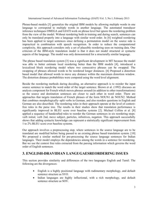 WORD REORDERING APPROACH FOR MACHINE TRANSLATION FROM ENGLISH TO ...