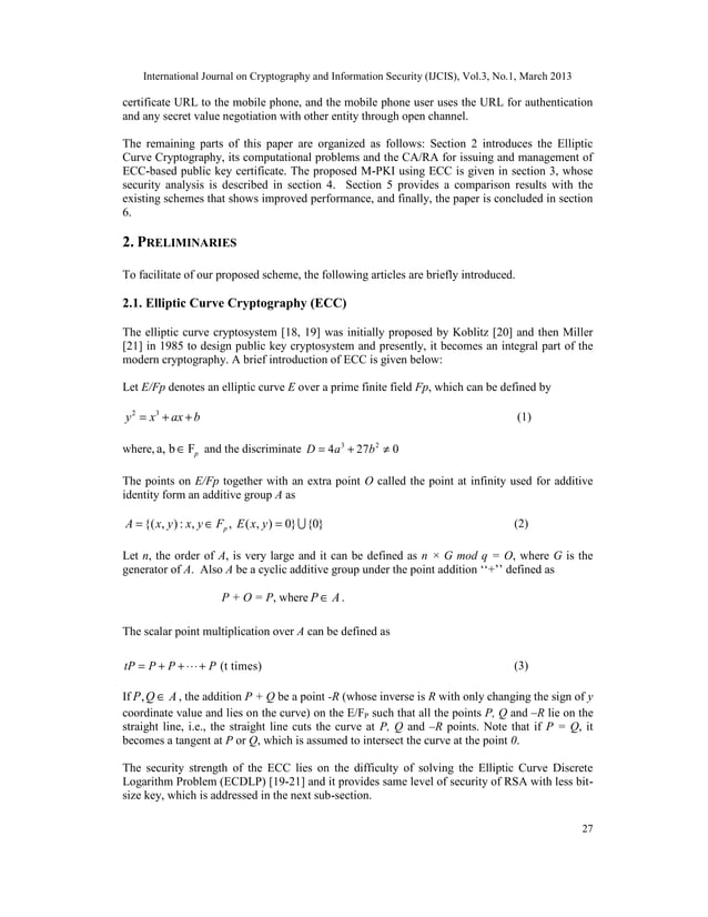 Design of Mobile Public Key Infrastructure (MPKI) Using Elliptic Curve