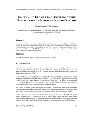 ANALYSIS AND GLOBAL CHAOS CONTROL OF THE HYPERCHAOTIC LI SYSTEM VIA ...