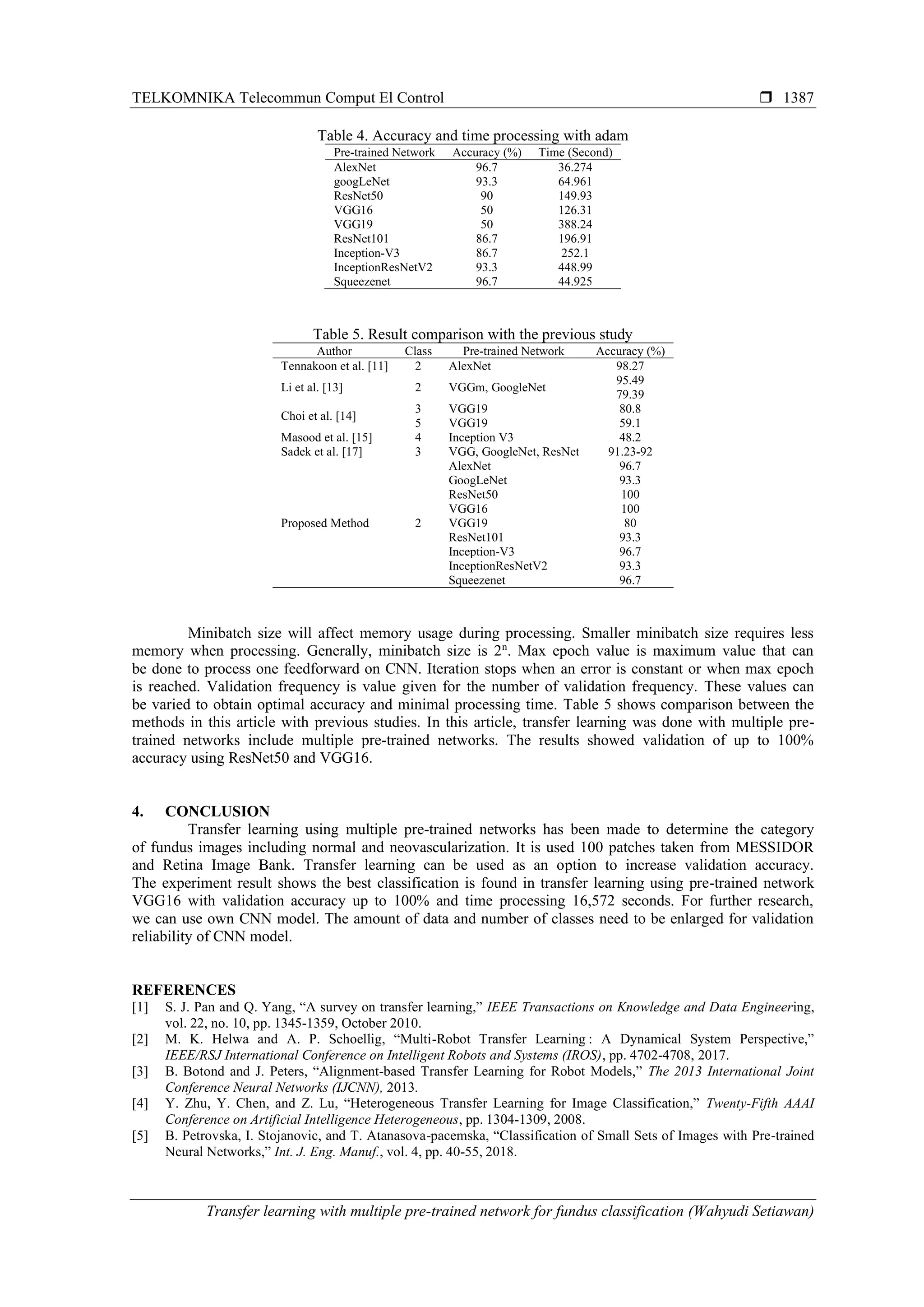 Transfer learning with multiple pre-trained network for fundus ...