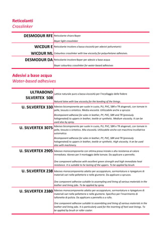 Desmodur Rfe Catalogo Adesivi_Calzature | PDF