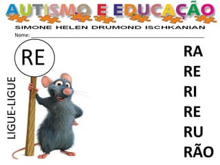 Nome: _______________________________________________________________
RE RA
RE
RI
RE
RU
RÃO
LIGUE-LIGUE
 
