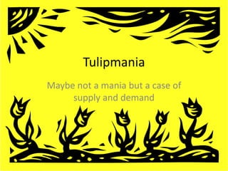 Tulipmania
Maybe not a mania but a case of
     supply and demand
 