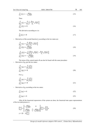 Design of a model reference adaptive PID control algorithm for a tank ...