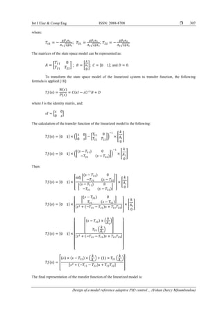 Design of a model reference adaptive PID control algorithm for a tank ...
