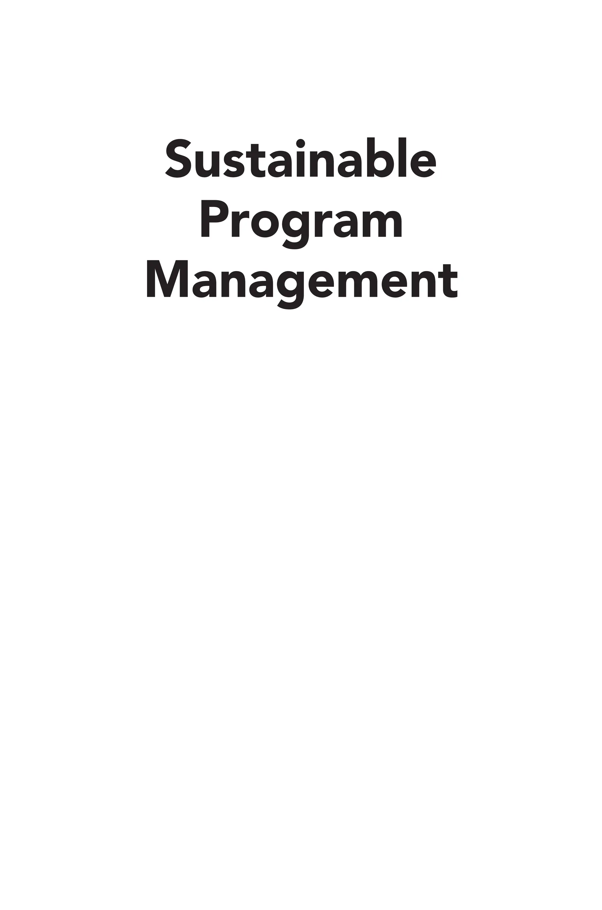 Sustainable
Program
Management
 