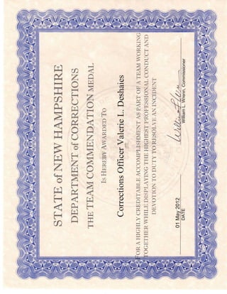 Commendation Certification