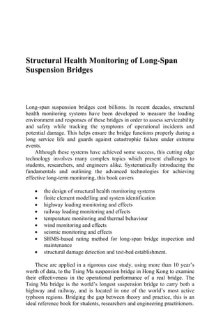 Structural health monitoring of long span suspension bridges You-Lin Xu ...