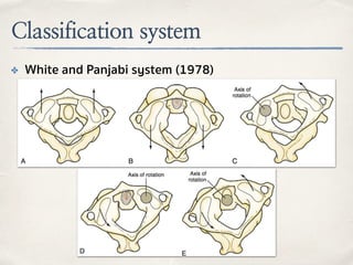 Classification system
✤ White and Panjabi system (1978)
 
