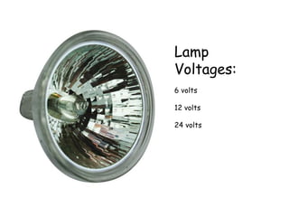 Lamp Voltages: 6 volts 12 volts 24 volts 