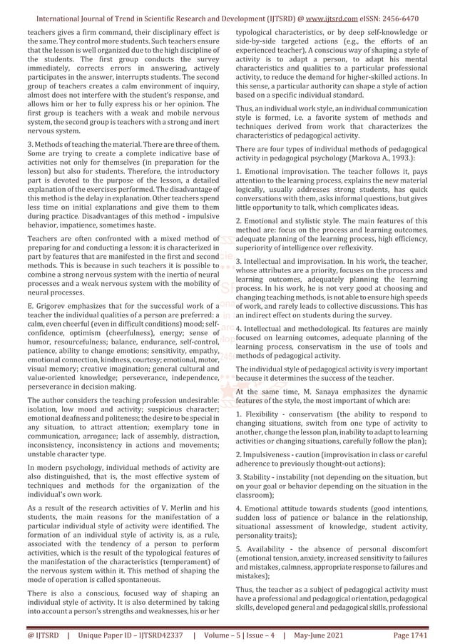 The Concept of Pedagogical Activity and Its Structure Professional ...