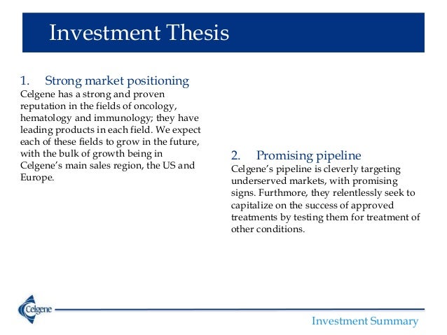 equity investment thesis celgene competition presentation equity investment thesis celgene competition presentation