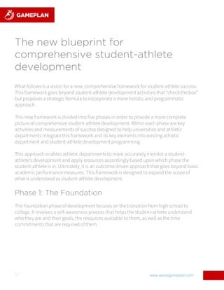 What follows is a vision for a new, comprehensive framework for student-athlete success.
This framework goes beyond studen...