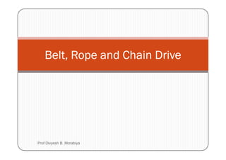 Belt, Rope and Chain Drive
Prof Divyesh B. Morabiya
 
