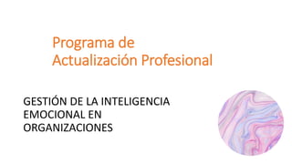 Programa de
Actualización Profesional
GESTIÓN DE LA INTELIGENCIA
EMOCIONAL EN
ORGANIZACIONES
 