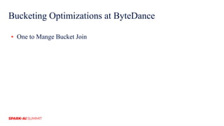 Bucketing Optimizations at ByteDance
▪ One to Mange Bucket Join
 