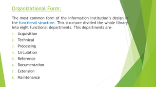 organizational structure of a library | PPT