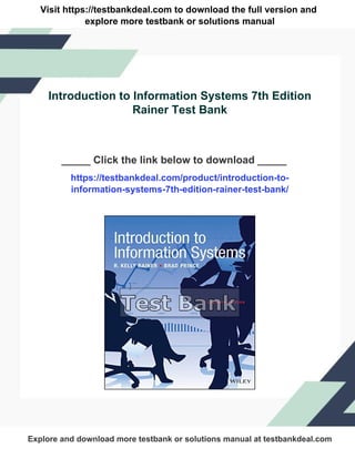 Introduction to Information Systems 7th Edition Rainer Test Bank | PDF