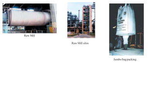 Raw Mill
Raw Mill silos
Jumbo bag packing.
 