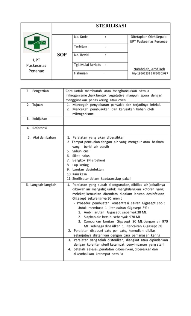 Sop Rauk 315216053 sop-ruangan-tindakan | PDF
