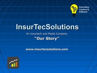 11
InsurTecSolutionsInsurTecSolutions
An Insurtech and Media CompanyAn Insurtech and Media Company
““Our Story”Our Story”
www.insurtecsolutions.comwww.insurtecsolutions.com
 