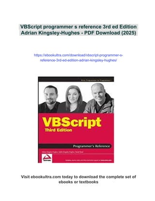 VBScript programmer s reference 3rd ed Edition Adrian Kingsley-Hughes | PDF
