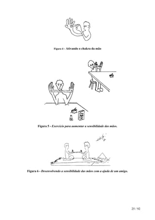 Figura 4 - Ativando o chakra da mão 
Figura 5 - Exercício para aumentar a sensibilidade das mãos. 
Figura 6 - Desenvolvendo a sensibilidade das mãos com a ajuda de um amigo. 
25 / 92 
 