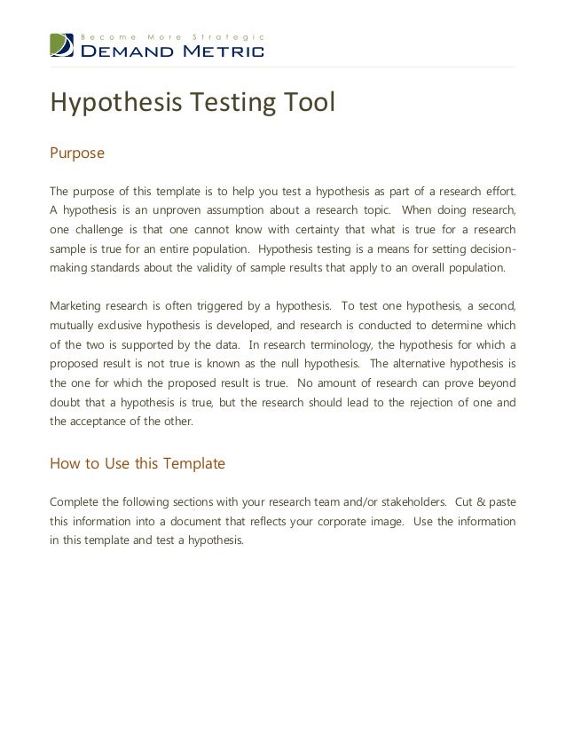 Hypothesis Testing Tool