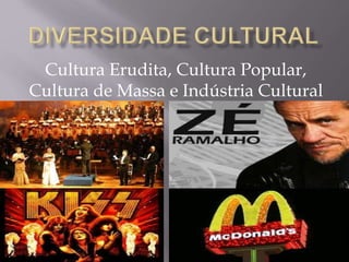 Cultura Erudita, Cultura Popular,
Cultura de Massa e Indústria Cultural
 