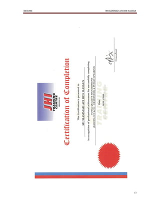 RESUME MUHAMMAD AFI BIN HASSAN
13
 