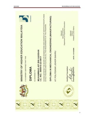 RESUME MUHAMMAD AFI BIN HASSAN
9
 