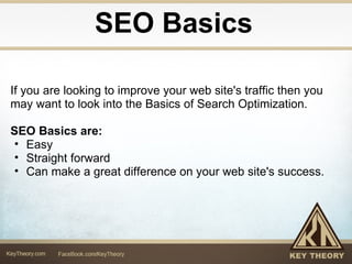 SEO Basics What is it and why do we care? ,[object Object],[object Object],[object Object],[object Object],[object Object]
