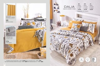 Los accesorios de esta vista
se venden por separado.
23737
$1,349
SÁBANAS DE
CAMISETA GRIS
GLACIAL MAT
64118
$899
CORTINAS
BLACKOUT CATANIA
MOSTAZA LARGAS
1. Sábanas Cabos Mostaza MAT - 24763 - $1,049 | 2. Jgo. de repisas Taxco - 54823 - $429
3. Funda de almohada Velvet Gris Europea - 36199 - $269 | 4. Frazada Mumbai Gris - 77500 - $899
2 vistas
IND MAT KS
86452 86324 86325
1 Funda 2 Fundas 2 Fundas
1 Cojín 2 Cojines 2 Cojines
$1,699 $2,299 $2,899
Jgo. de 2 cortinas
100% Algodón
Composición: 100% Algodón.
100%
ALGODÓN
TEN
DEN
CIA.
FIBRA DE
ORIGEN
NATURAL
DALIA
Juego de edredón 2 Vistas
21
20
 