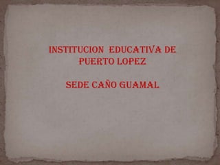 INSTITUCION EDUCATIVA DE
PUERTO LOPEZ
SEDE CAÑO GUAMAL

 