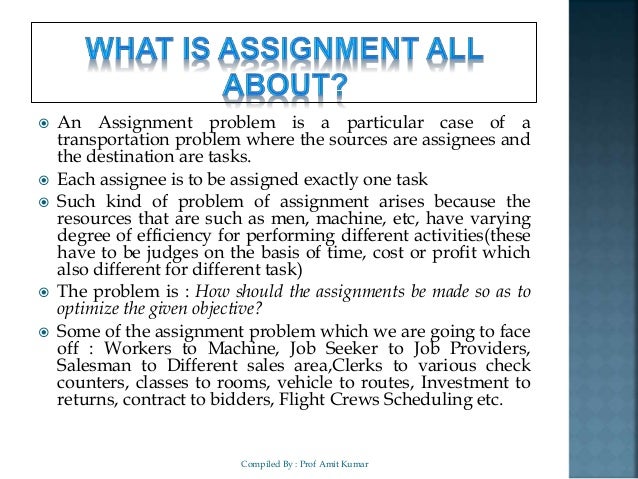 explain the assignment problem