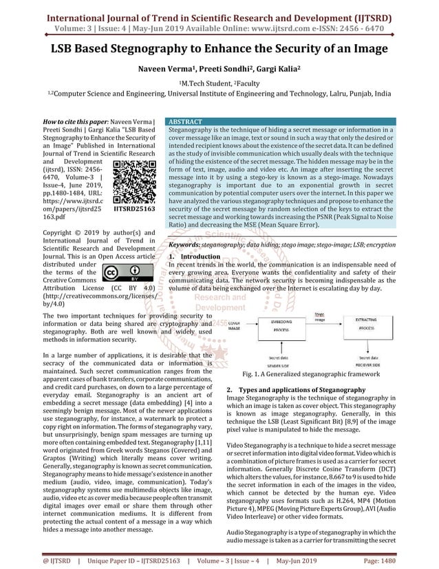 LSB Based Stegnography to Enhance the Security of an Image | PDF