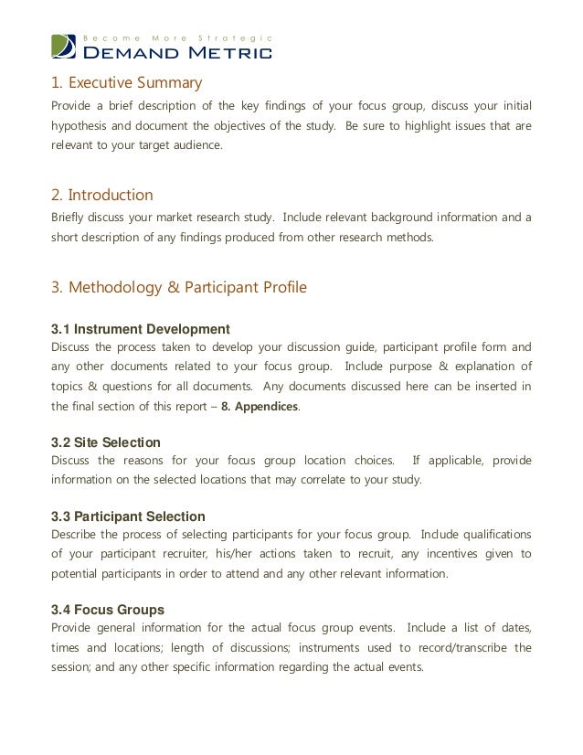 Focus Group Discussion Report Template